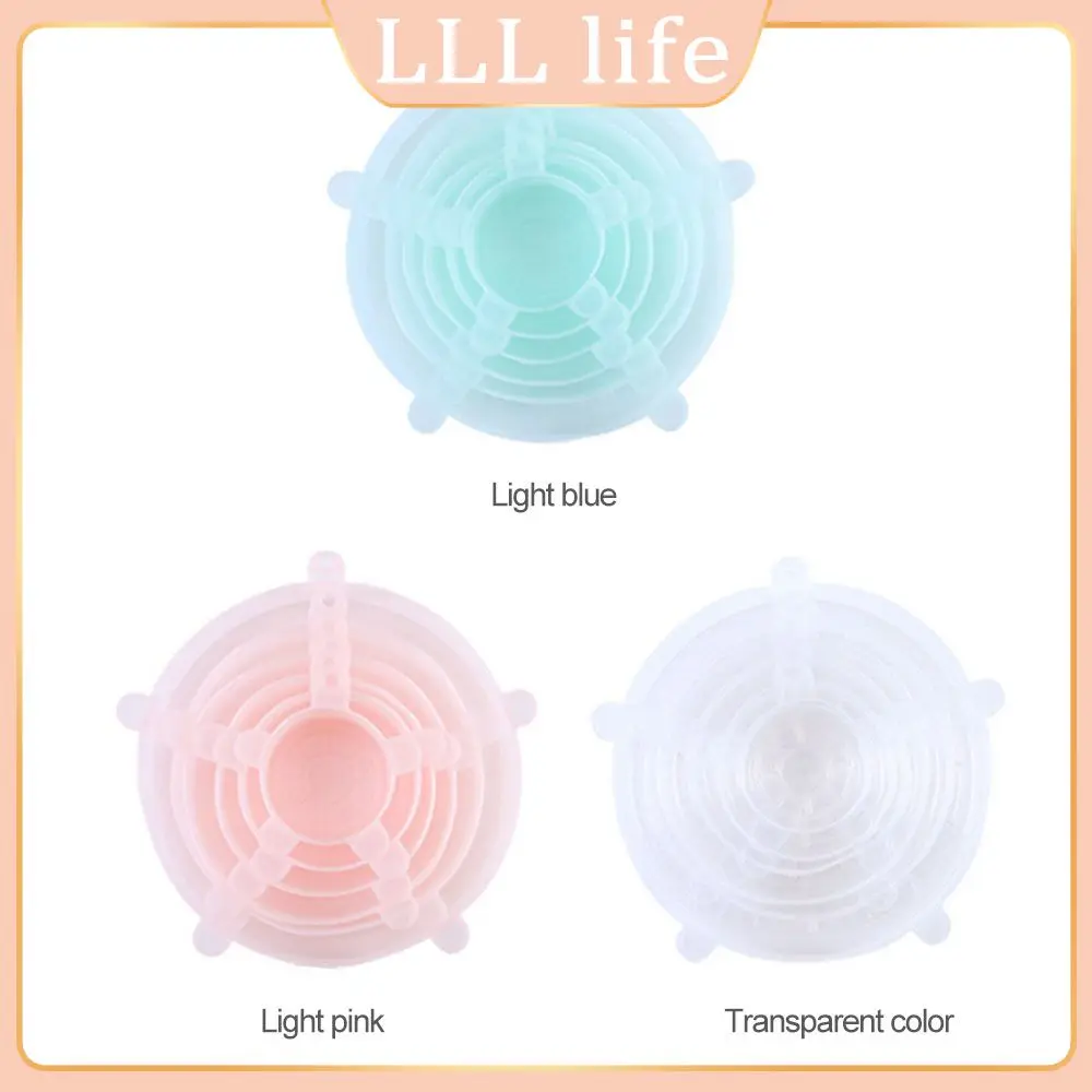 

6 Pcs/Set Silicone Food Wrap Reusable Stretch Vacuum Seal Cover Kitchen Organization Food Fresh Keeping Sealed Lids