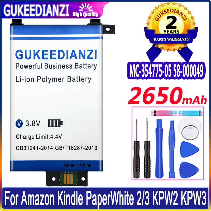 

New 2650mAh MC-354775-05 58-000049 High Capacity Battery For Amazon Kindle PaperWhite 2/3 KPW3 KPW2 DP75SDI S13-R1 Bateria