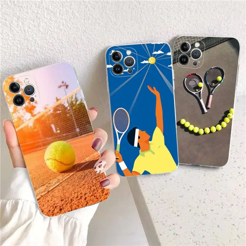 

RuiCaiCa Tennis Phone Case For iPhone 14 13 12 11 Pro Max XS X XR SE 2020 6 7 8 Plus Mini Transparent Shell