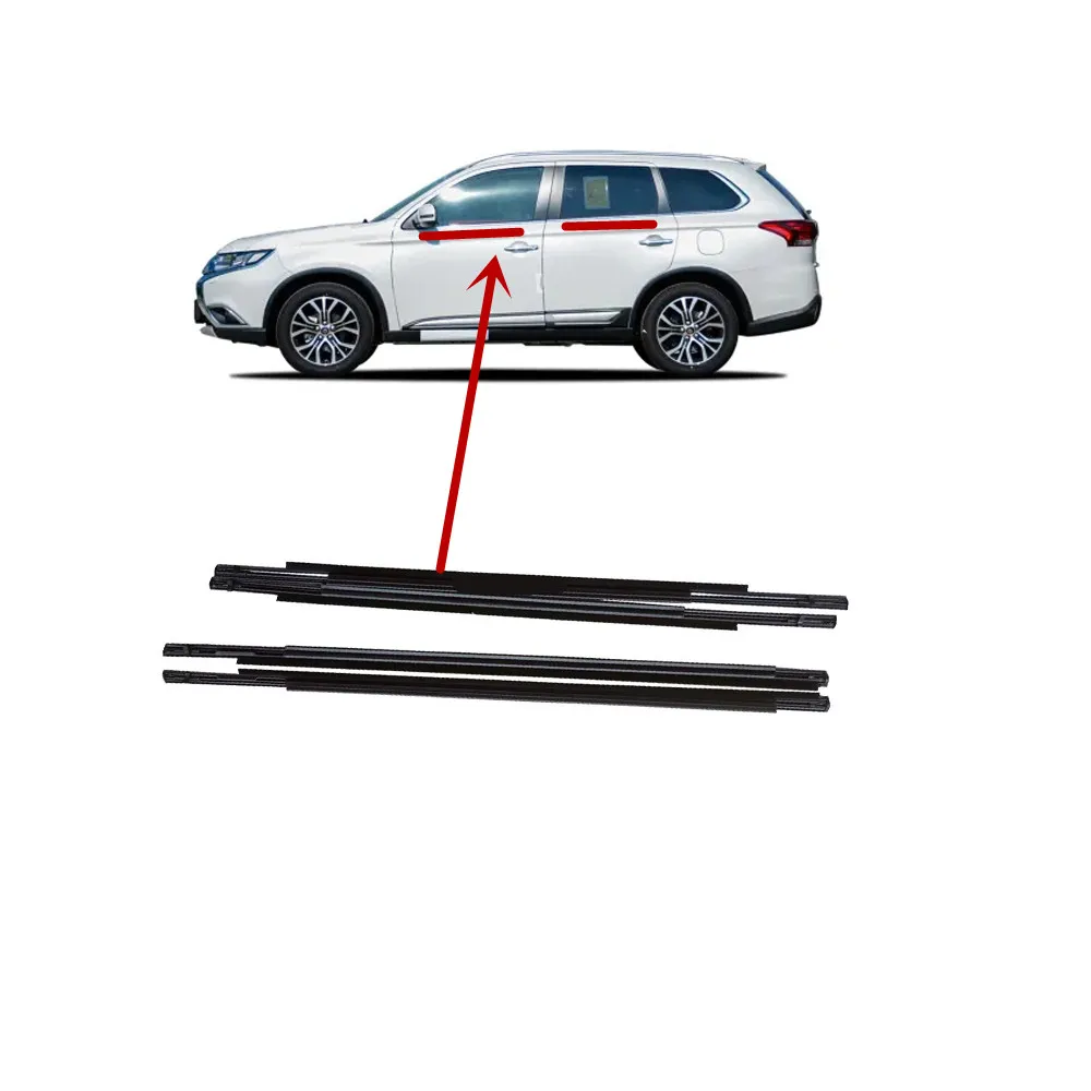 

4 Pieces Black Outside or Inner Outlander 2013-2016 Car Weatherstrip Outside Window Moulding Trims Weather Strip Seal Belt Set