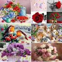 flowers landscape pre printed cross stitch complete kit embroidery craft handicraft handmade sewing room decor package counted