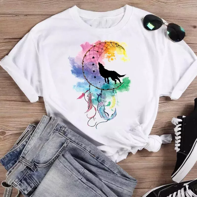 

Geometric Lovely Trend Fashion Cartoon Short Sleeve Summer O-neck Shirt Print T-shirts Female Graphic T Top Tee T-Shirt