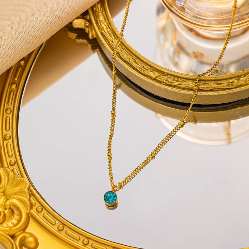 Популярное евроамериканское ожерелье с инкрустацией из цветного циркона для