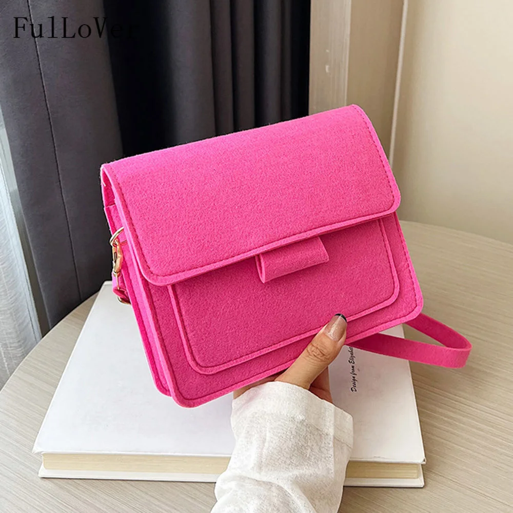 

Female 2022 New Casual Shoulder Bags Fashion Square Crossbody Bags Retro Felt Solid Color Bags Famous Brand Elegant Bags