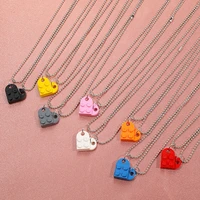 couple geometric simple heart pendant 2021 color detachable love building block necklace hip hop resin double layer bead chain