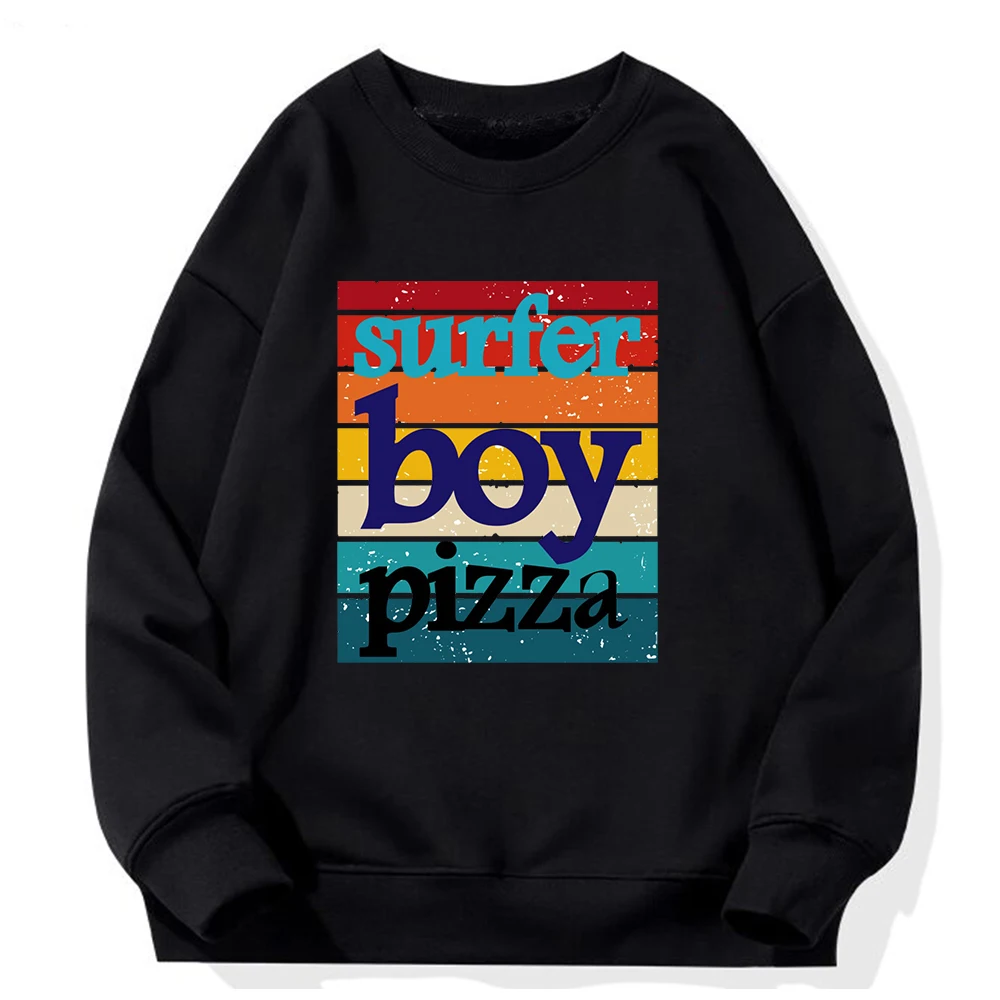 

Surfer Boy Pizza Hoodies Male Long Sleeve Autumn O-neck Sweatshirt Kawaii Cartoon Print Tops Harajuku Unisex Streetwear Fashion