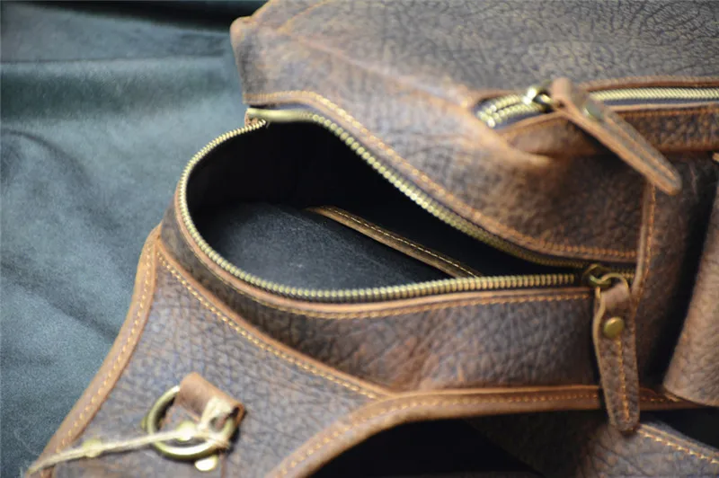 Retro Fashion Crazy Horse cowhide Men Chest Bag Simple Casual Outdoor Work Weekend Travel Teenager genuine leather Messenger Bag