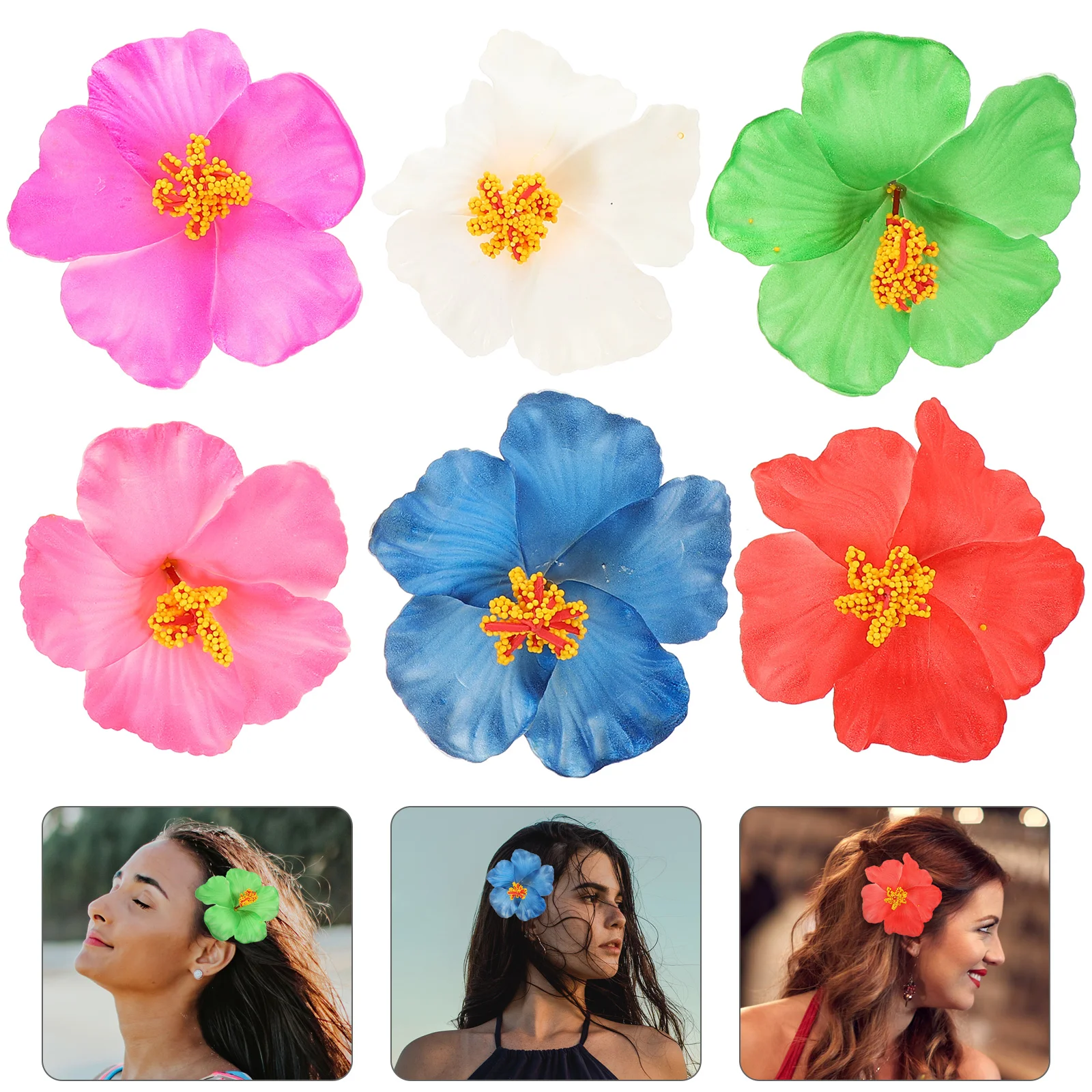 

Hair Clips Flower Clip Hawaiian Women Wedding Flowers Hibiscus Accessories Girl Orchid Beach Summer Pin Plumeria Barrettes