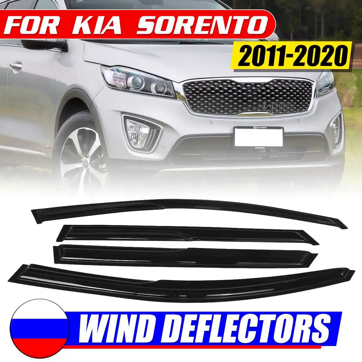 

Black Car Side Window Wind Visor Guard Vent Deflectors Tinted Shied Door Visor For Kia For Sorento 2011-2020 Awnings Shelters