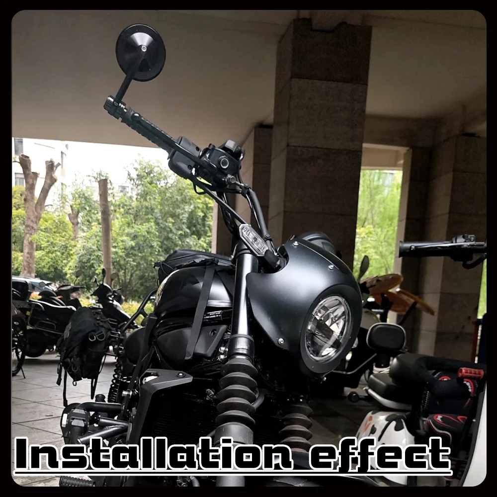 Фото Зеркала заднего вида для мотоциклов Kawasaki Eliminator 500 / SE / 900 / 400 / 450 / 250 / 200, ретро-зеркала на руль, из алюминиевого сплава с ЧПУ. №2