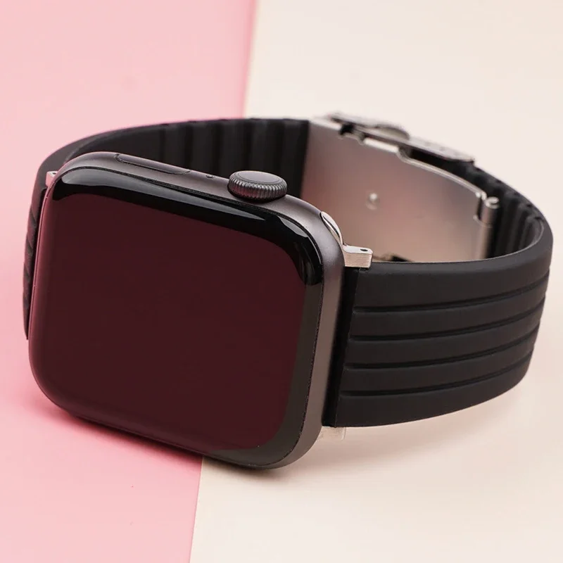 Ремешок спортивный для Apple Watch 44 мм 42 40 38/41 резиновый браслет Iwatch series 6 SE 5 4 7 45