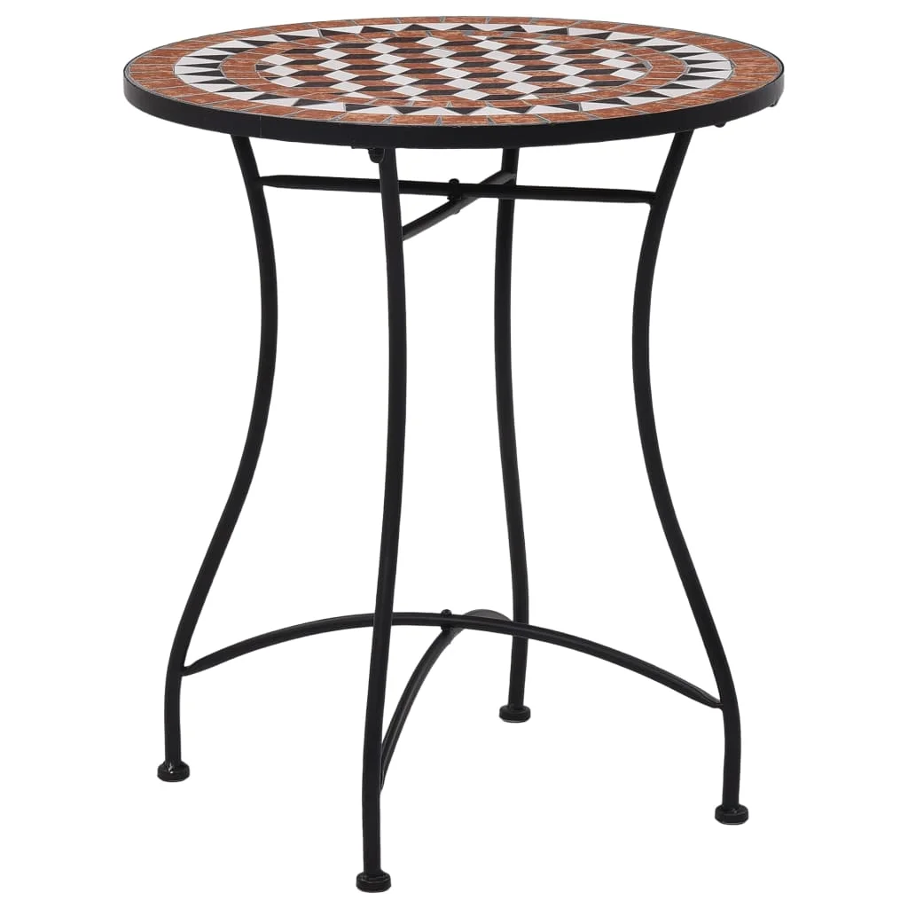 

Mosaic Bistro Table, Ceramic Outdoor Table , Patio Furniture Black and White 61 x 71 cm (D x H)