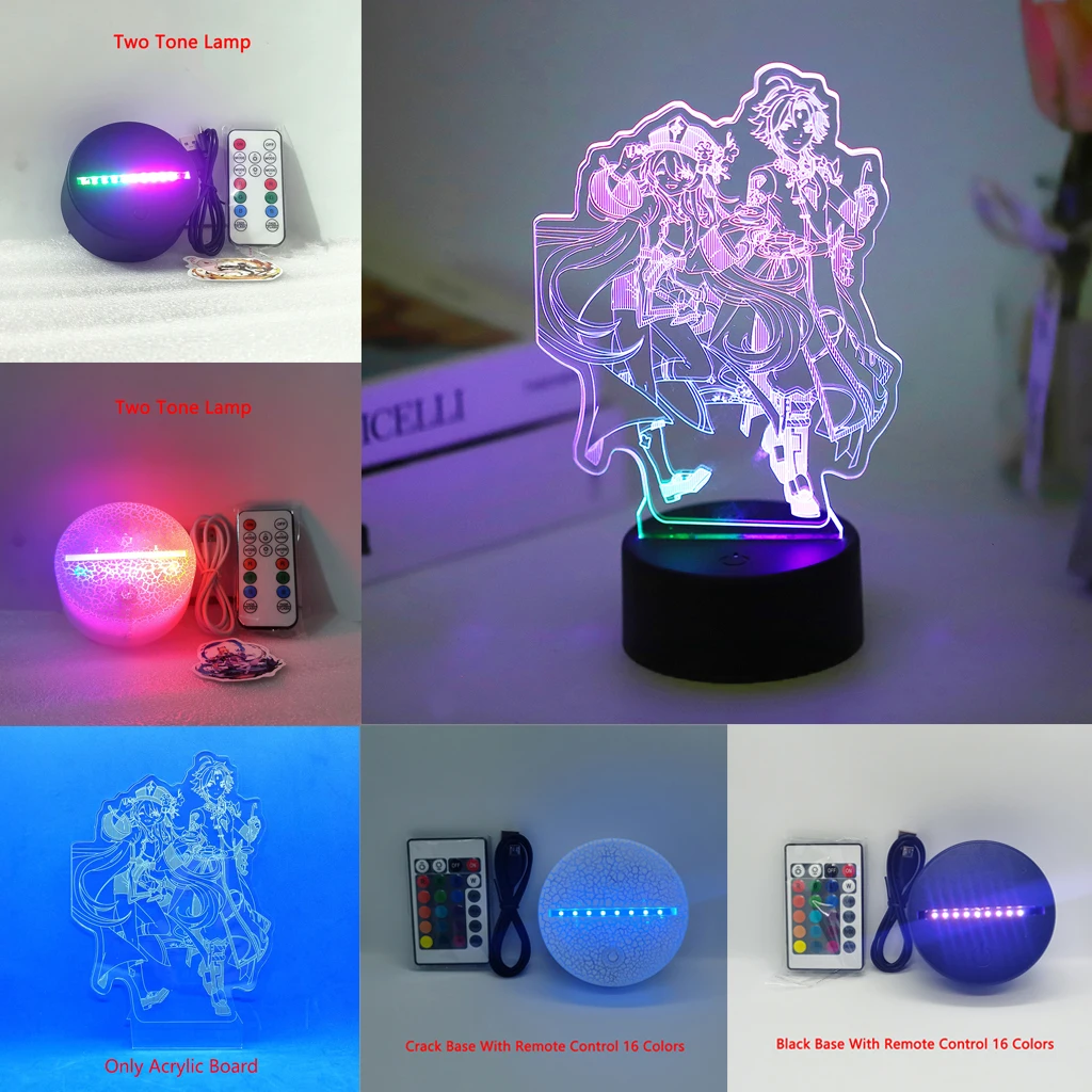 Game Genshin Impact 3D Led Night Light Hu Tao Xiao Acrylic Board Souvenir Two Tone Lamp Anime Bedroom Decor Kid Christmas Gift - купить по