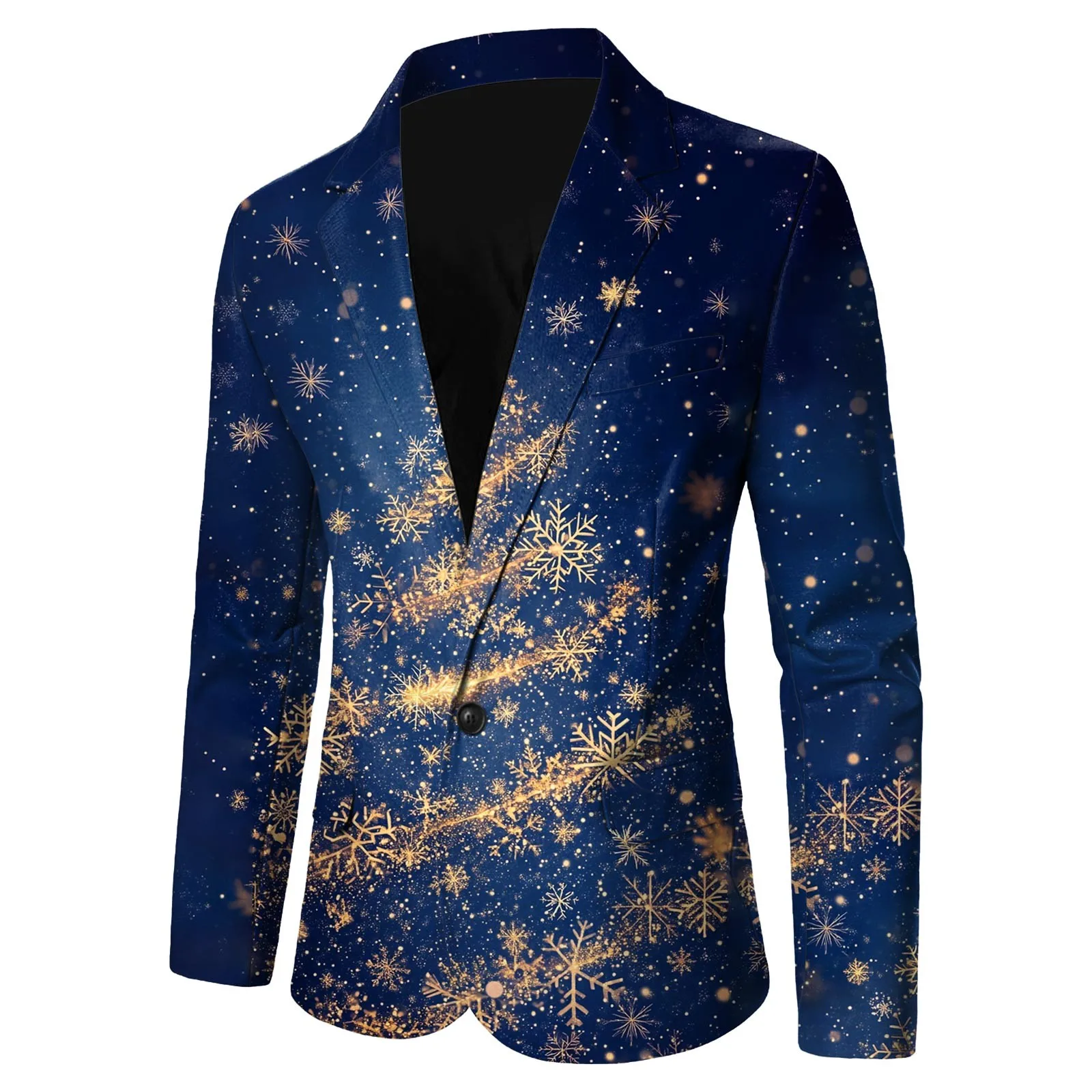 Мужской рождественский пиджак с принтом v-образным вырезом и длинными рукавами