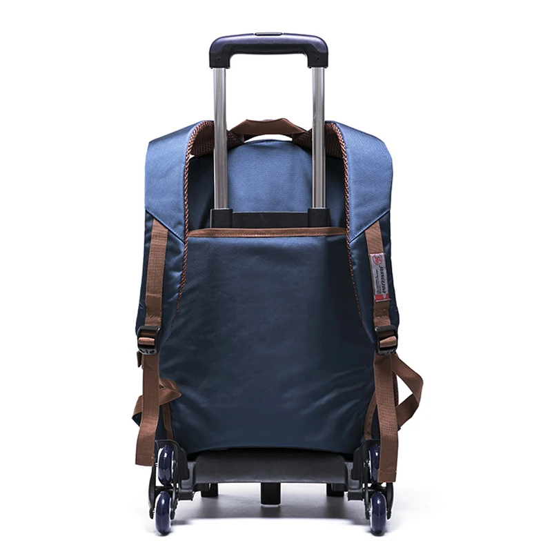 With 2/6 Wheels Stairs Book Bag Grades 4-9 Kids Trolley Schoolbag  boys girls Backpack waterproof Removable Children School Bags