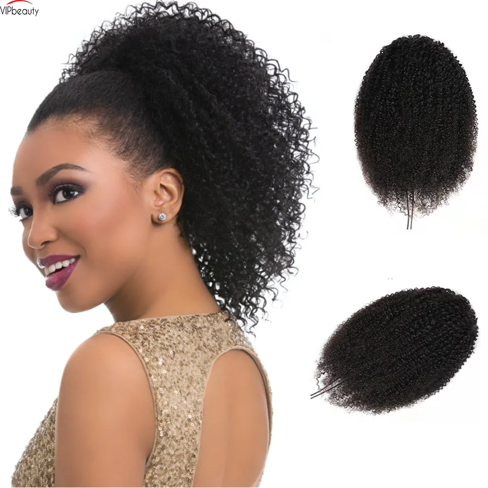 

Kinky Curly Ponytail Virgin Remy Human Hair Kinky Ponytail Drawstring Ponytail For Women Natural Black Afro Kinky Curly Ponytail