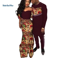 2pcs african couples matching clothes women long patchwork ankara top skirt suits party matching men top and pants sets wyq939