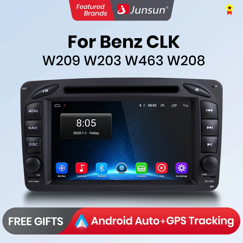 Автомагнитола Junsun AI мультимедийный плеер на Android без радио с GPS RDS для Mercedes Benz CLK W209