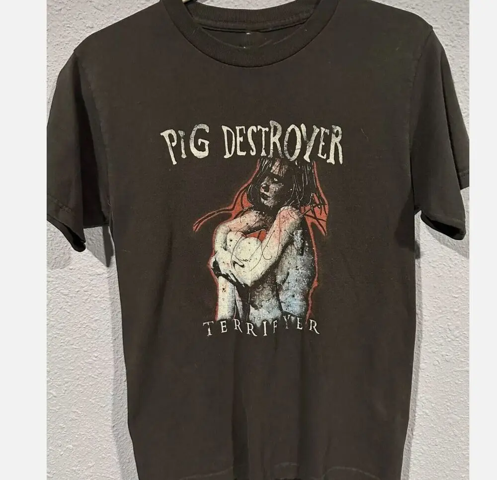 Винтажная рубашка 90-х годов Pig Destroyer Terri Fye классическая унисекс черная S-5XL