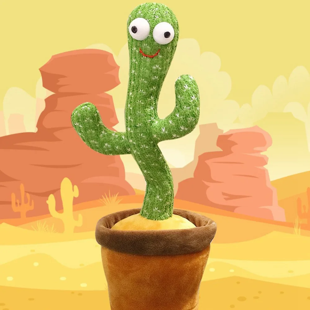 

Dancing Cactus 120 Songs Creative Will Twist Talking Voice Repeat Plush Cactus Children's Holiday Gift Illuminated Plush Toys