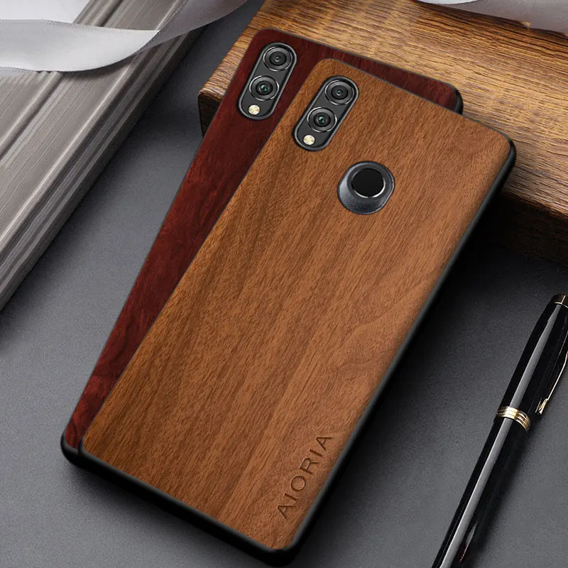 

Case For Honor 10 lite 10i coque simple unique design lightweight wood pattern pu leather Cover for honor 10x lite case