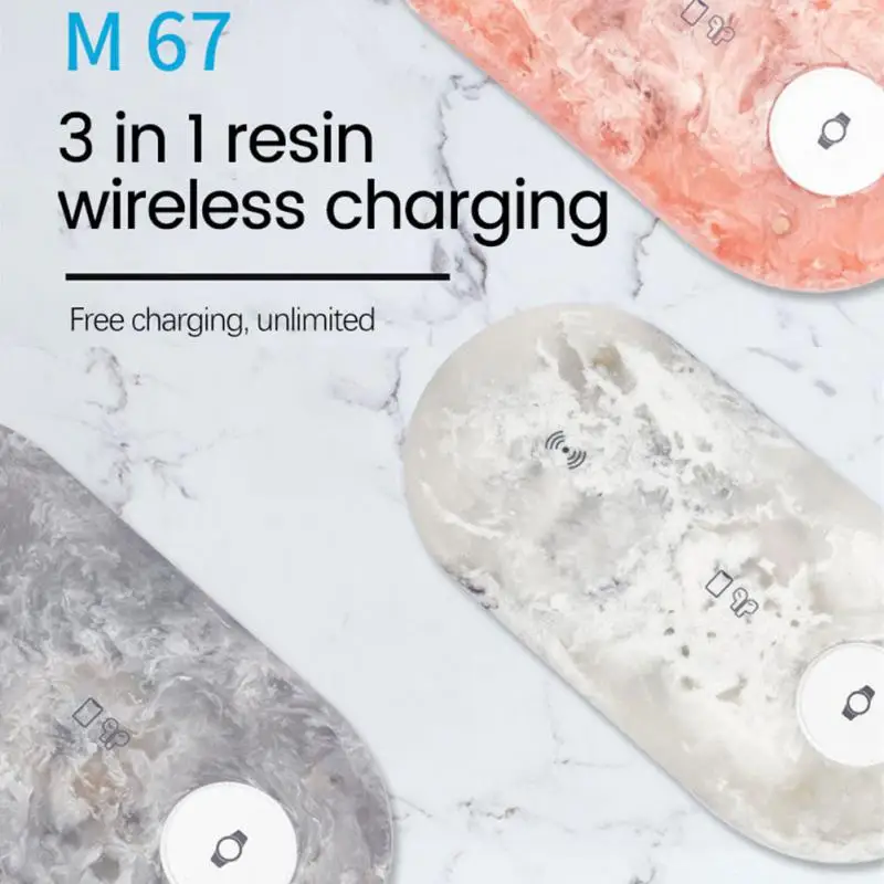 

15W Wireless Charger Suitable For Apple Iphone Desktop Marble Wireless Charging Station 3 In 1 Charging Dock For Smart Phones