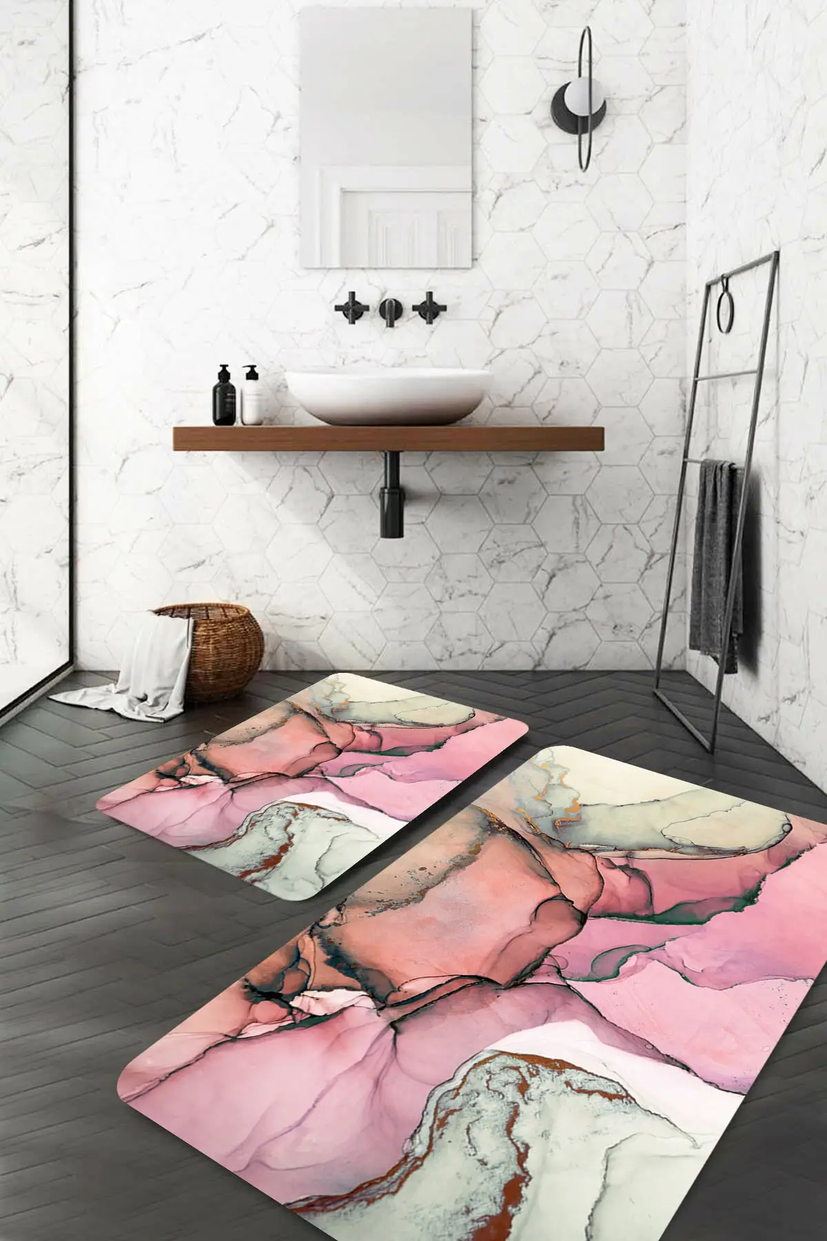

Pink gray pattern bath mat textile home & furniture