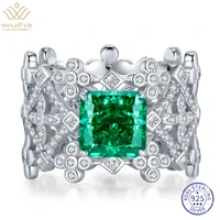 wuiha 925 sterling silver crushed ice radiant cut 3ct paraiba tourmaline simulated moissanite ring for women gift drop shipping