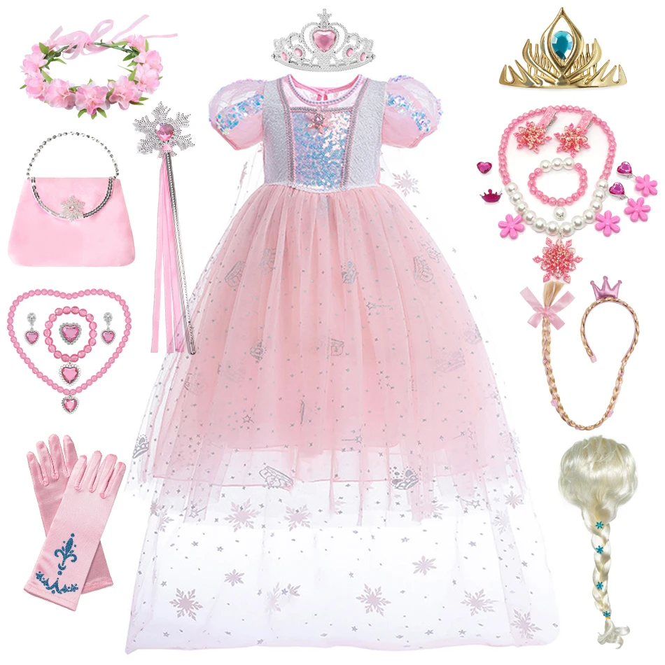 

Disney Frozen Elsa Dress Girls Summer Princess Cosplay Costume for Kids Girl Halloween Christmas Birthday Fancy Party Vestidos