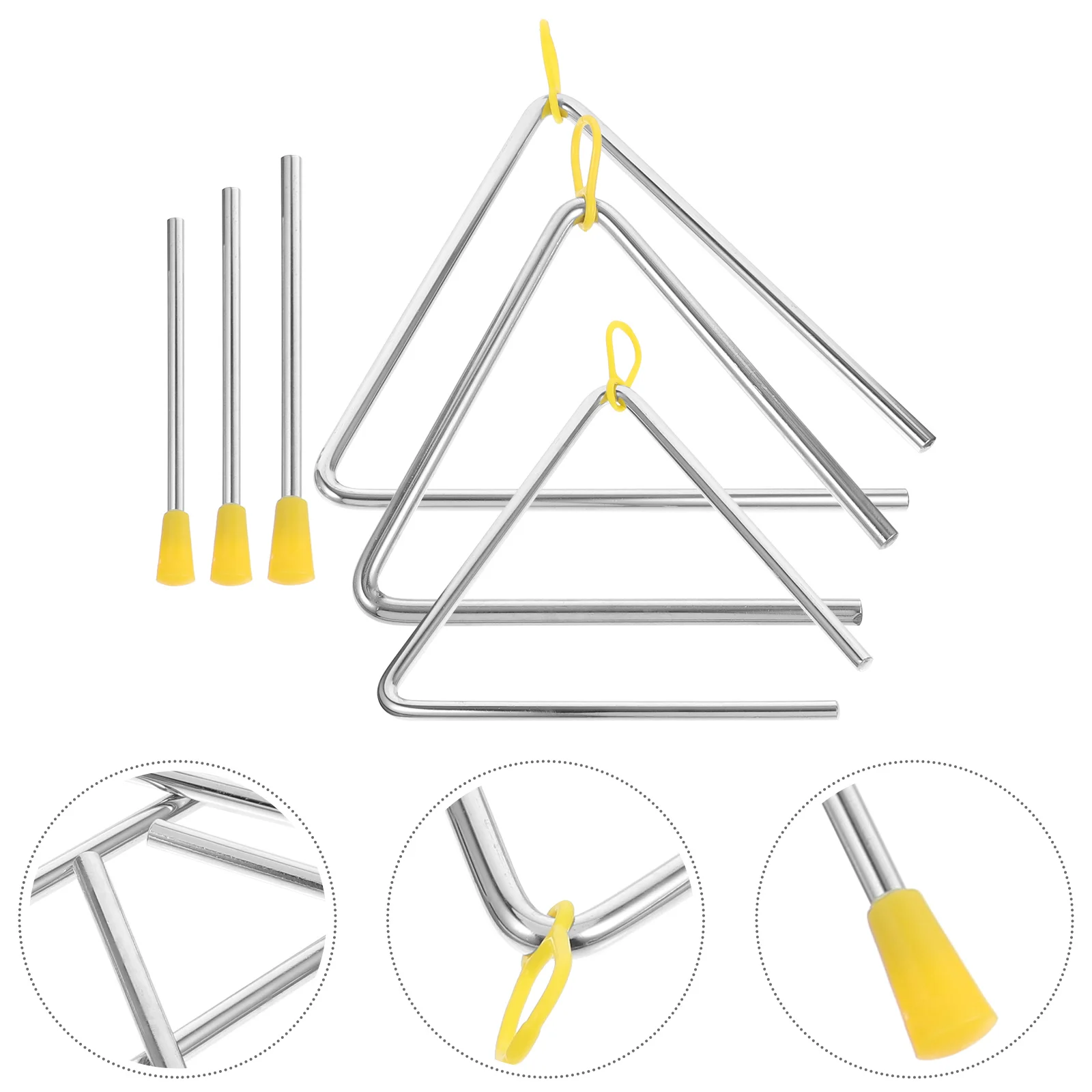 

3 Sets Triangle Hand Percussions Triangle Bell Musical Triangle Instrument with Beater