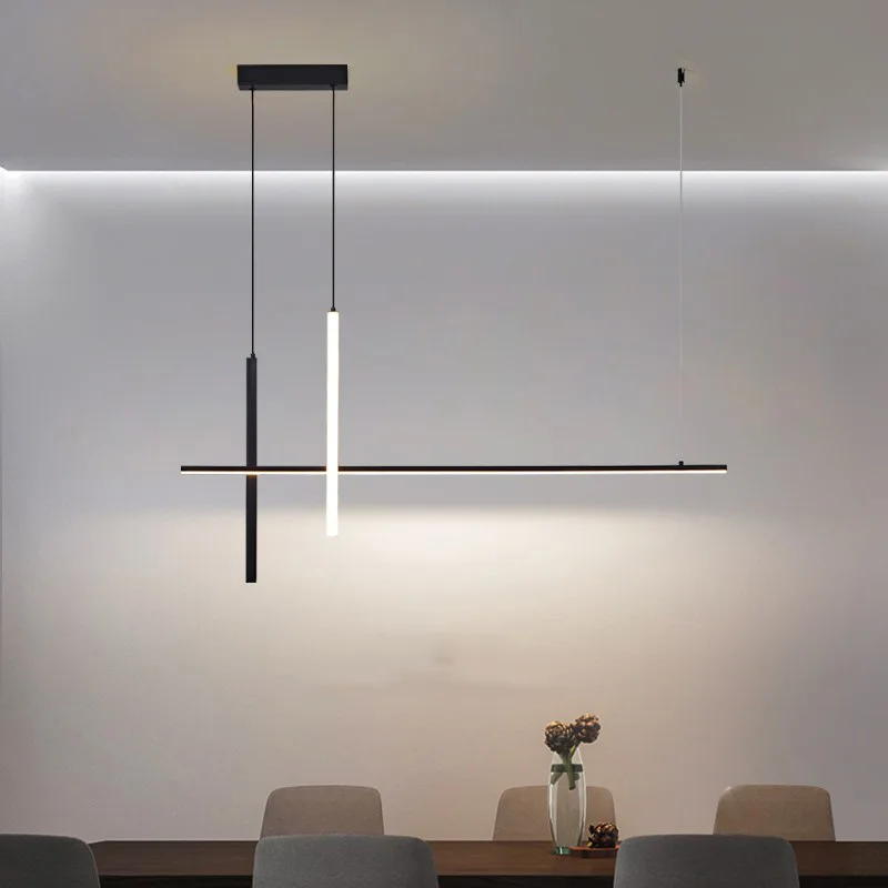

Modern Minimalist Led Chandelier Dimmable Black for Table Dining Room Kitchen Bar Pendant Lamp Lighting Suspension Design Luster