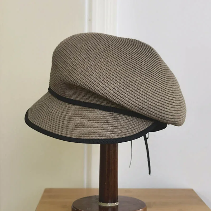 Шляпа женская Соломенная с косыми полями регулируемый головной убор от солнца