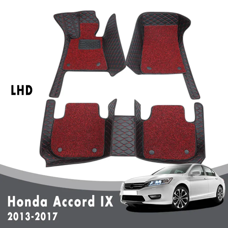 

Luxury Double Layer Wire Loop Car Floor Mats Carpets For Honda Accord IX 2017 2016 2015 2014 2013 Interior Accessories Leather