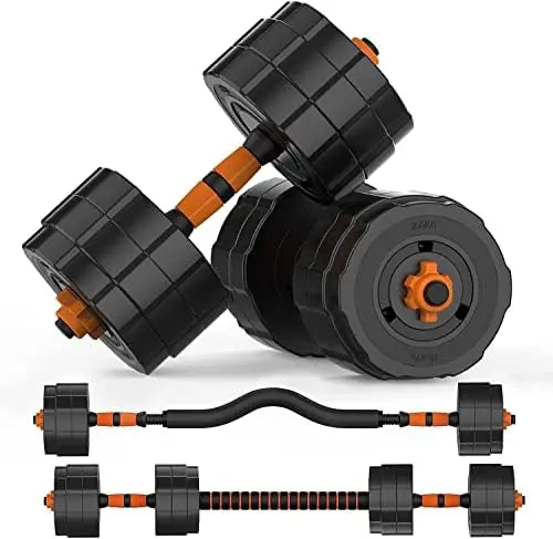 

Adjustable Weights Barbell Dumbbells Set, 3 in 1 Non-Slip Neoprene Hand with Connecting Rod for Adults Women Men Workout Fitness
