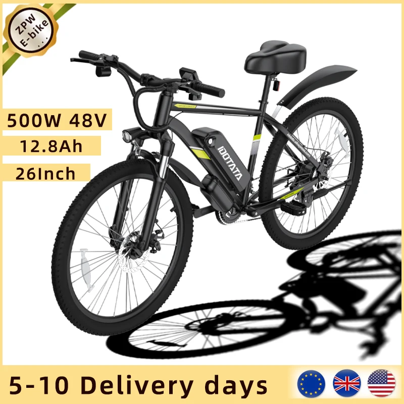 

Electric Bike 500W Motor Powered Mountain Bicycle 26" Tire 20MPH Adult Ebike with P.A.S and 21 Speed-Gear Shifter 36V/8AH