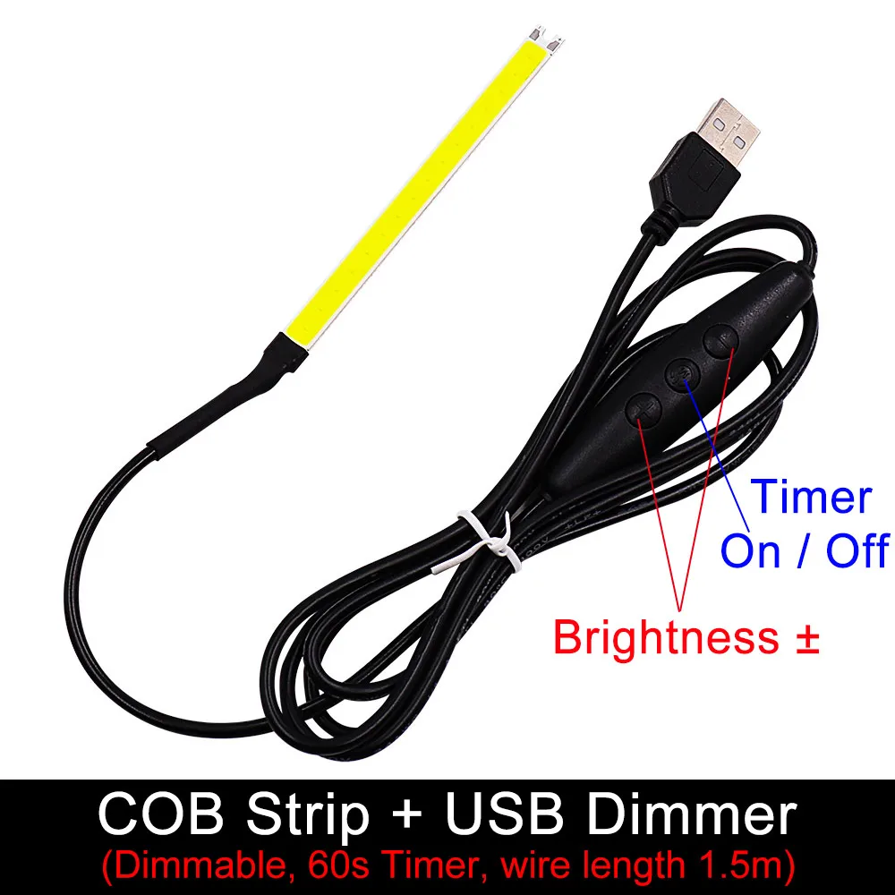 100x8mm 3V 3.7V 5V COB LED Light Chip 2W Warm Cool White Color with USB Plug AA Button Battery Box Dimmable Strip Bulb 100mm - купить по