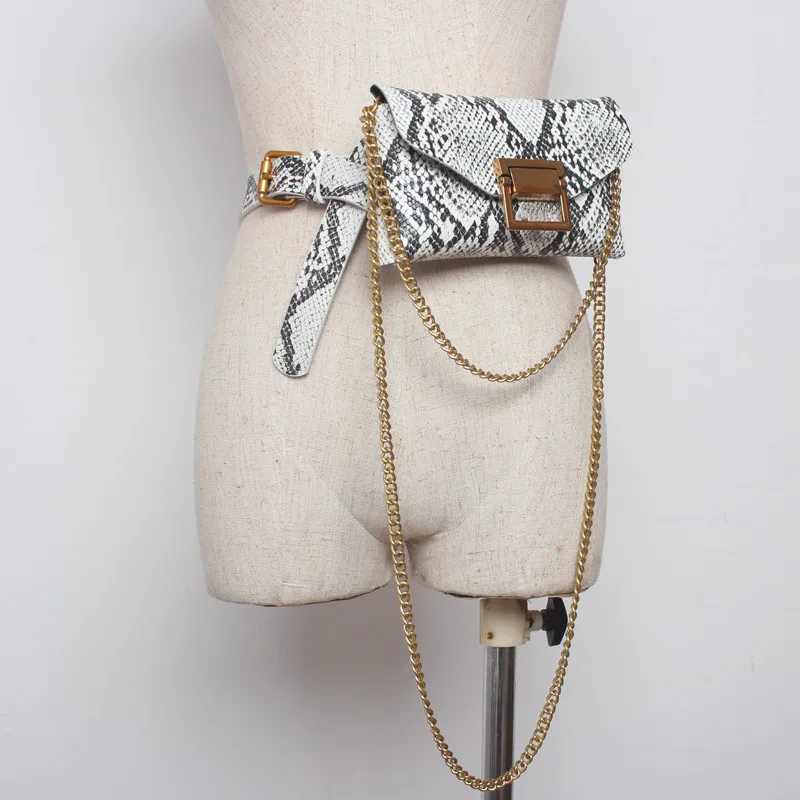 

Модная поясная сумка со змеиным узором для женщин, забавная сумочка из искусственной кожи, миниатюрные сумки на плечо с цепочкой, нагрудная сумка с заклепками, женская сумка с диагональным крестом