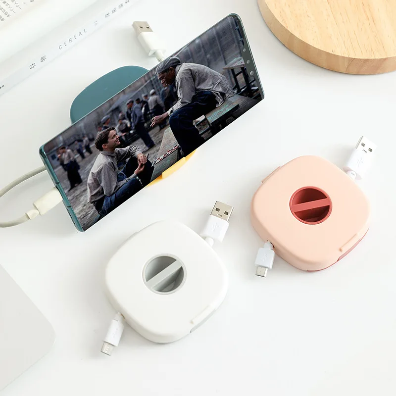 

Data Cable Storage Box Rotatable Charging Cable Earphone Cable Mobile Phone Holder Storage Box Winder