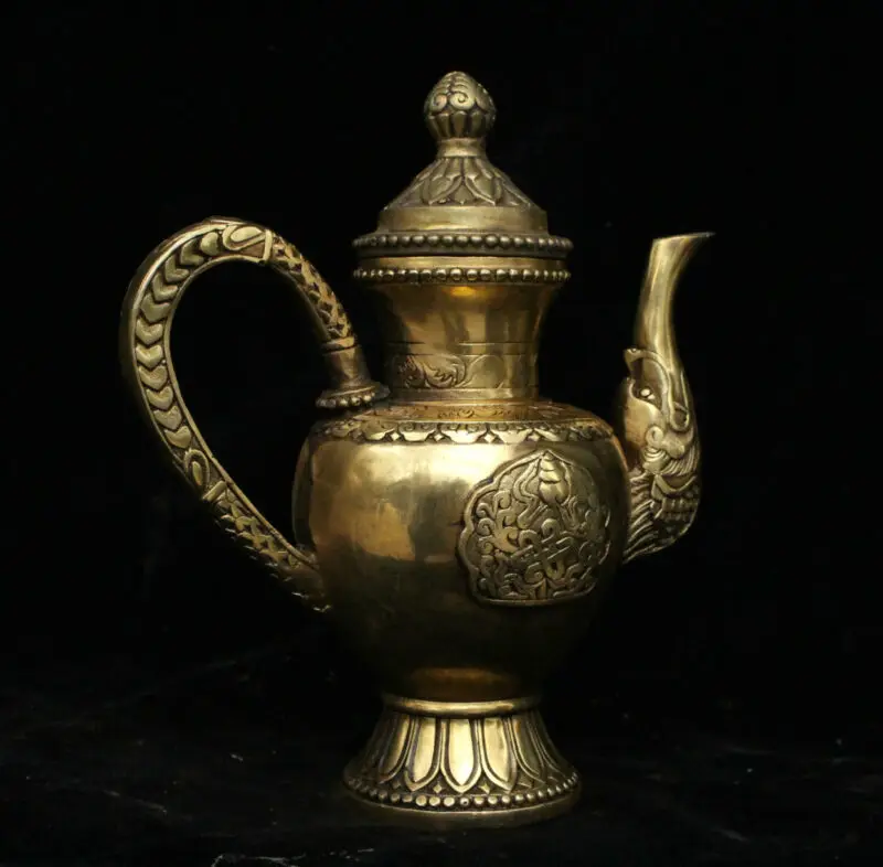 Тибетский буддизм латунный бронзовый зверь 8 символов благоприятного вина