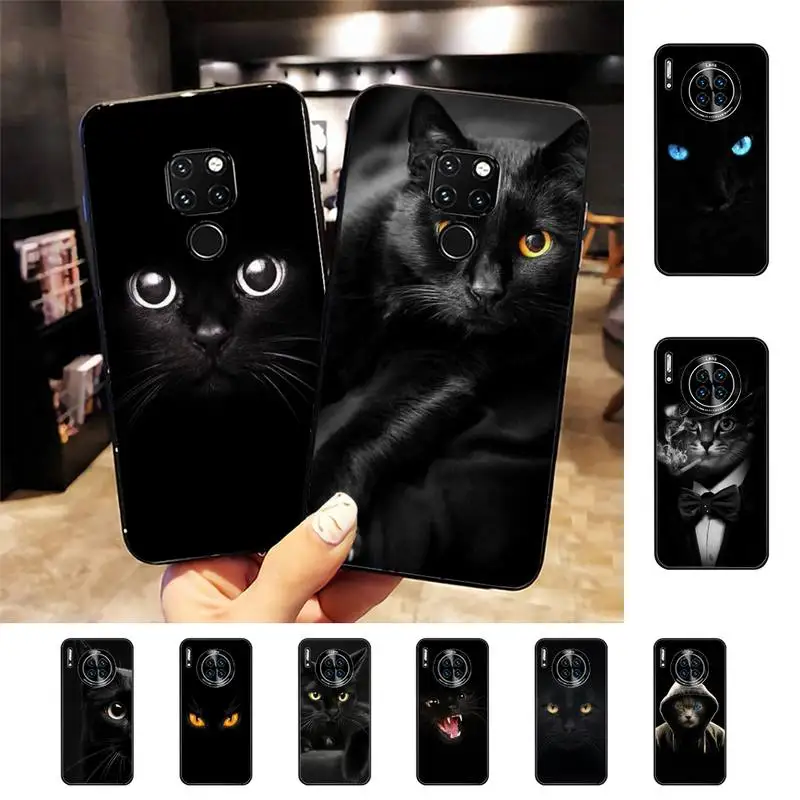 

Black Cat Staring Eye Phone Case For Huawei Nova 3I 3E mate 20lite 20Pro 10lite Luxury funda case
