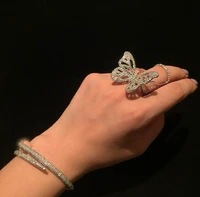 shiny zircon summer hollow europe new open butterfly ring for women classic insect wing fashion finger jewelry