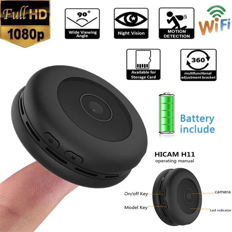 

HD Mini Camera 1080P DIY Portable DV/WiFi IP Wireless Micro Webcam Camcorder Video Recorder Remote View Built-in Battery