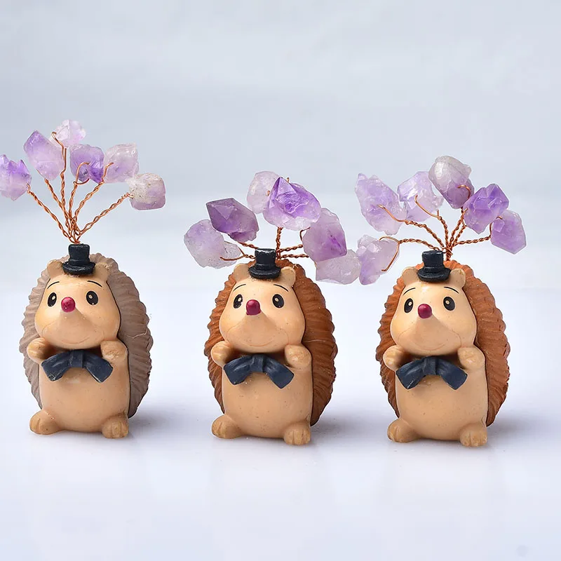 

1 шт. натуральный аметист кластер драгоценный камень Гравий фигурка Ежика кристаллы сырья лечебный камень коллекция домашнего декора ремес...