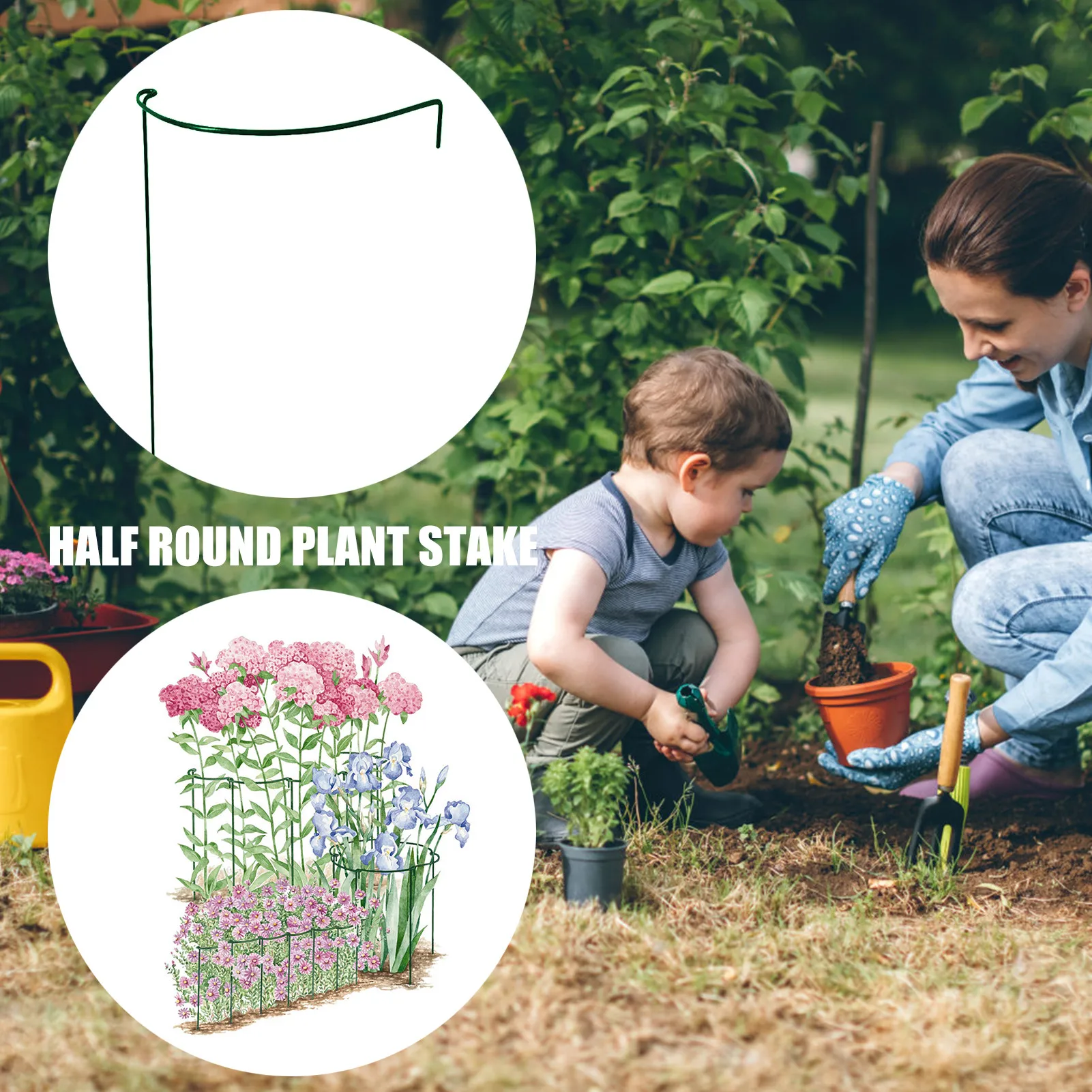 

Plant Support Stakes Green Metal Garden Plant Stake Half Round Plant Support Ring For Indoor Plants Flower Plant Support Stakes