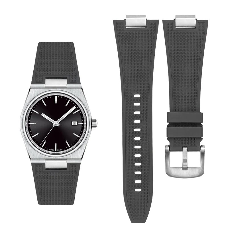 Фото 27 мм силиконовый ремешок для часов Tissot PRX, высококачественный мужской ремешок для часов FKM, браслет №3