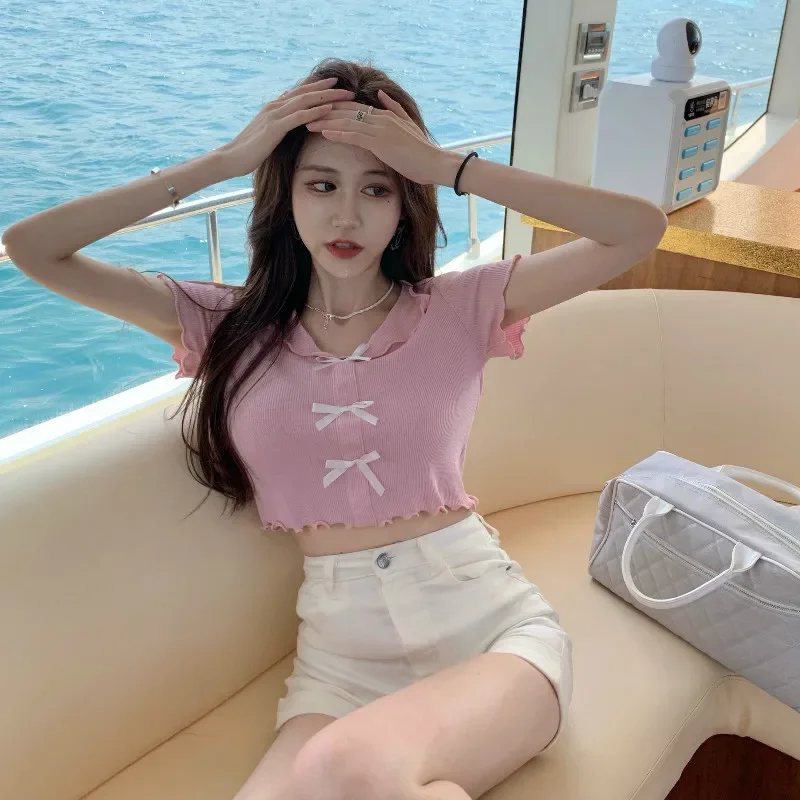 Лето 2023 новые сексуальные пикантные французские дизайнерские футболки с