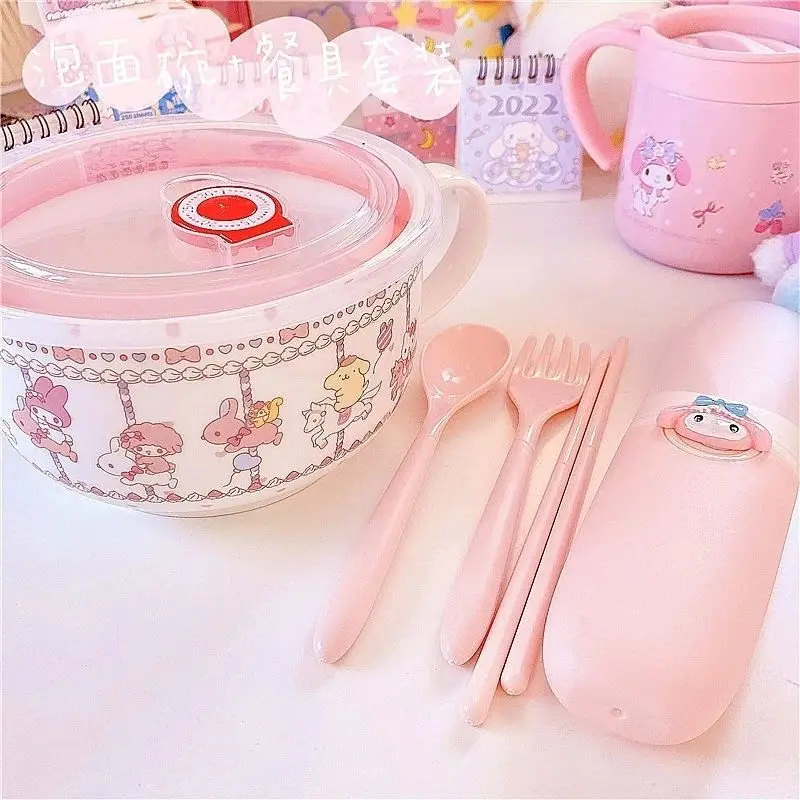 

Hello Kitty 8 Inch Sanrio Kawaii My Melody Large Capacity Instant Noodle Bowl Cute Cartoon Cinnamoroll Pompompurin Toy for Girls