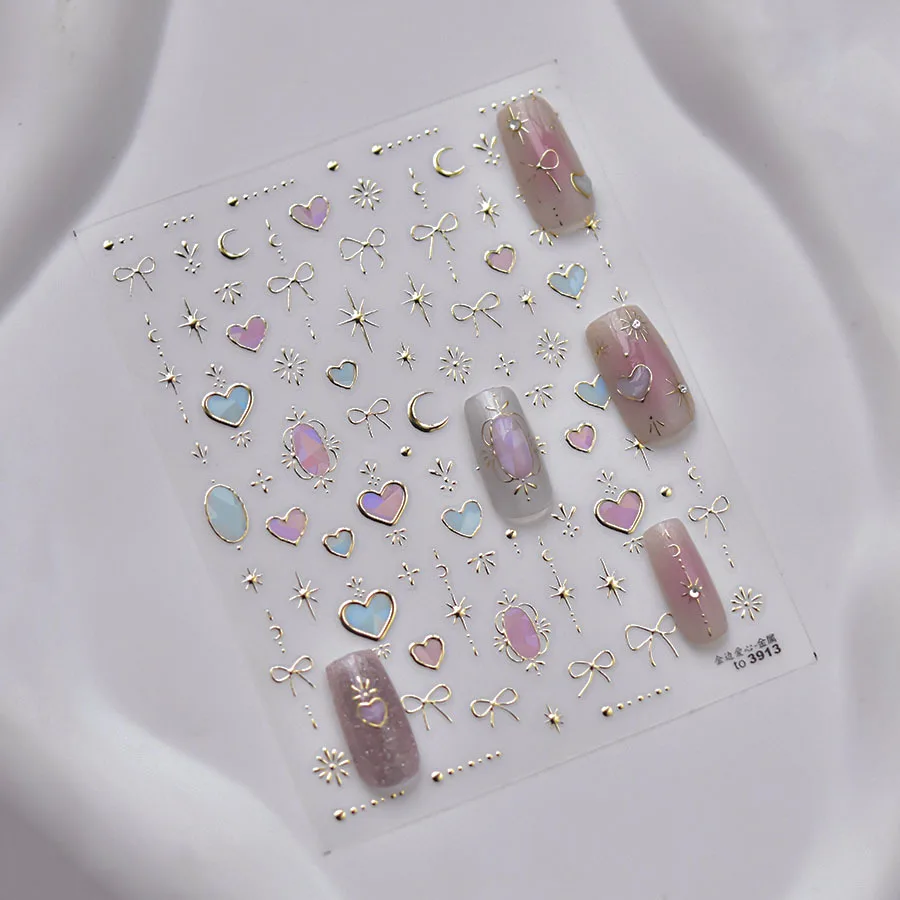 Японская популярная Золотая Лазерная модная наклейка для ногтей маникюрный