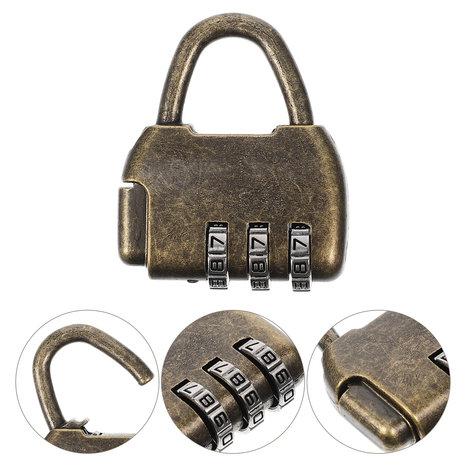 

4 Pcs Chinese Padlock Wooden Suitcase Creative Password Zinc Alloy Classic Combination Ancient Style Drawer