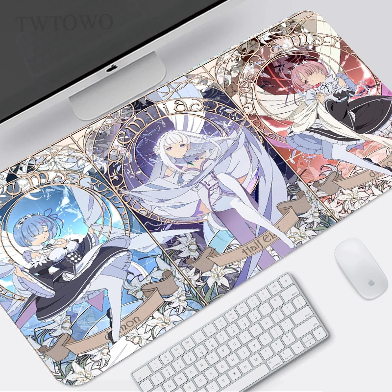 

Большой коврик для мыши Rem Re Zero, домашний игровой коврик XL, под заказ, XXL, коврик для мыши из натурального каучука, нескользящий коврик для ком...